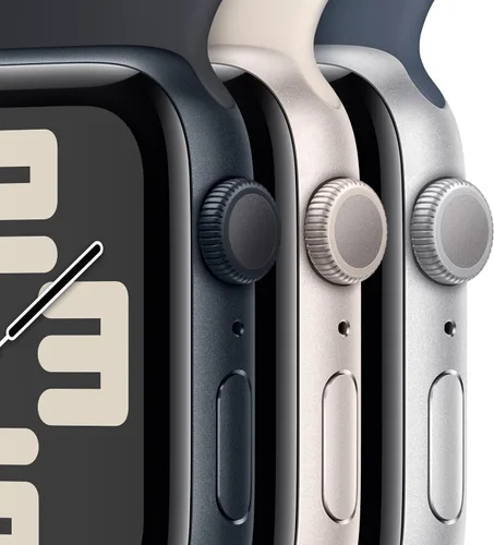 Vista 3 de Apple Watch SE (2ª generación) [GPS 1.575 in] Smartwatch con caja de aluminio Starlight con bucle deportivo Starlight. Monitor de fitness y sueño