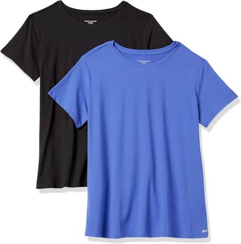 Vista 33 de Amazon Essentials Camiseta de manga corta con cuello redondo para mujer, de secado rápido, para entrenamiento, gimnasio, paquete múltiple