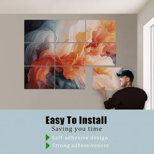 Vista 5 de Paquete de 9 paneles acústicos de arte para pared, paneles absorbentes de sonido de 48 x 36 pulgadas, paneles decorativos de amortiguación