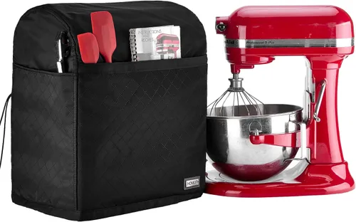Vista 7 de HOMEST Funda Acolchada Antipolvo para Batidora de Pie con Bolsillos Compatible con KitchenAid de 5/4.5 Cuartos de Galón Cabezal Inclinable, Negro