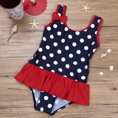 Vista 3 de CHICTRY Traje de baño con falda de una pieza con lunares y volantes
