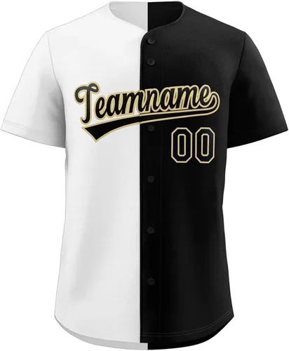 Vista 30 de Camiseta de béisbol dividida personalizada con botones y número de nombre cosido personalizado para hombres/mujeres/niños