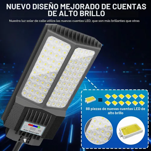 Vista 3 de Luz solar de calle de 7000 W, luces solares comerciales impermeables al aire libre, 200 luces LED de alto brillo, luces solares de estacionamiento