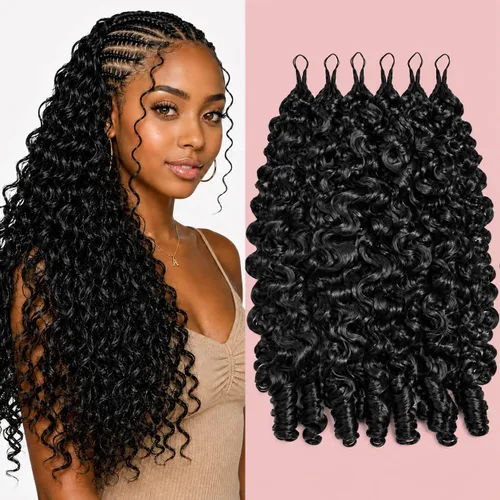 Vista 28 de Cabello humano de ganchillo para mujeres negras con nudos milagrosos de (B65g)Negro