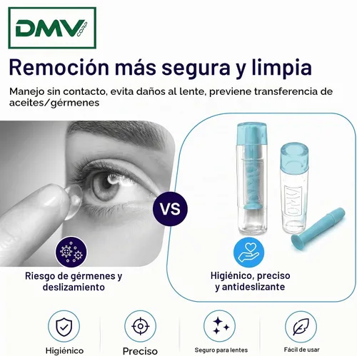 Vista 3 de DMV Ultra - Herramienta para quitar lentes de contacto, aplicador fabricado en Estados Unidos, paquete de 3 unidades, color azul