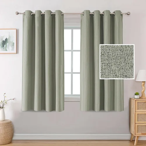 Vista 37 de H.VERSAILTEX Cortinas opacas de lino de 45 pulgadas de largo para dormitorio/sala de estar con aislamiento térmico con ojales, cortinas de lino
