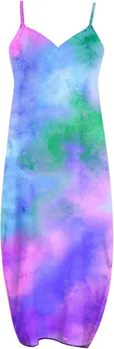 Vista 3 de Hot6sl Vestido largo para mujer, vestido de talla grande para mujer, vestidos de verano 2023, bolsillos, casual, sin mangas, vestido de espagueti