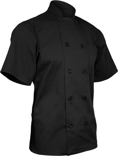 Vista 3 de Abrigo de chef bordado personalizado Chaqueta de chef personalizada, Negro
