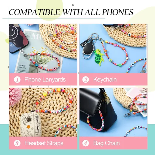 Vista 7 de LEIFIDE Correa de muñeca con cuentas para teléfono, correa de muñeca con cuentas de frutas, correas de muñeca Kawaii, pulsera desmontable