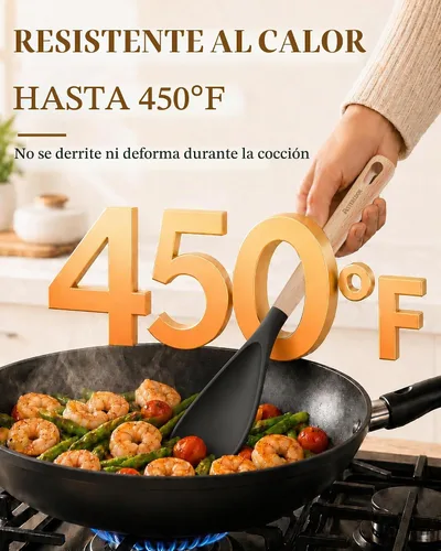 Vista 3 de Astercook Cuchara de cocina, paquete de 2, espátula de silicona Negro Gris
