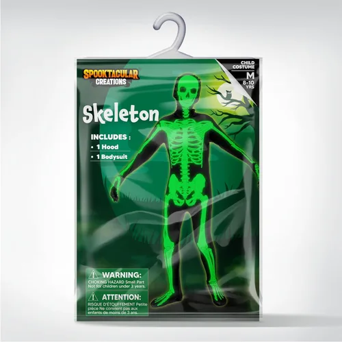 Vista 6 de Spooktacular Creations Disfraz de esqueleto 3D de Halloween para niños, disfraz de esqueleto para Halloween