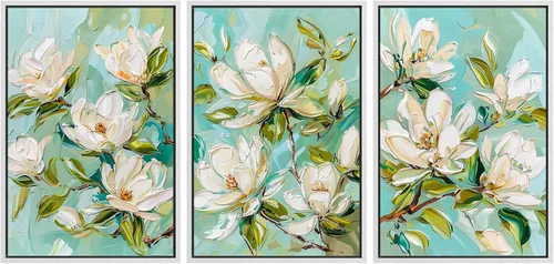 Vista 124 de MUDECOR Lienzo enmarcado para pared, juego de arte de acuarela pastel, bosque de pinos, naturaleza silvestre, ilustraciones modernas, decorativas