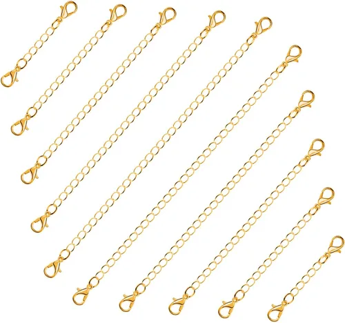 Vista 4 de Extensores de cadena para collares, Anezus 10 piezas de extensores de joyería para collares, Acero inoxidable