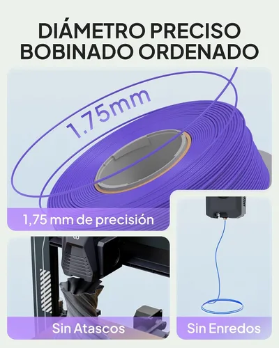 Vista 4 de ELEGOO Filamento de relleno básico PLA 1.75mm negro 4KG, filamento para impresora 3D sin carrete precisión dimensional +/- 0.02mm, PLA para 4*2.2