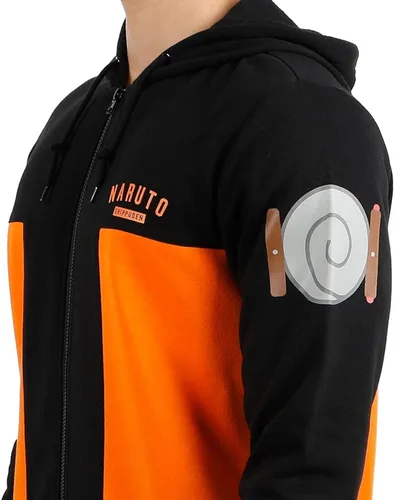 Vista 4 de Suéter con capucha Kanji en espiral para cosplay de Naruto