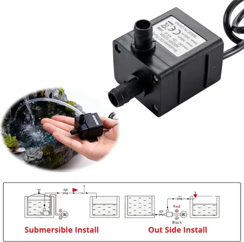 Vista 2 de Paquete de 10 bombas de agua sin escobillas de 12 V 240L/H 3M Lift, bomba sumergible ultra silenciosa de 4.2 W para acuarios/peceros/piscinas