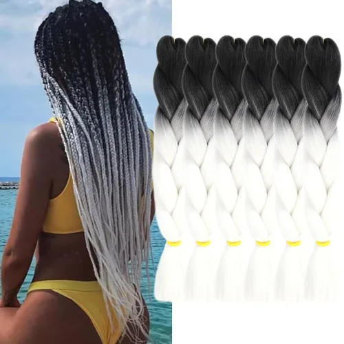 Vista 26 de Beige (613#) 6 paquetes de cabello trenzado de 24 pulgadas, de fibra sintética, sin picazón, extensiones de cabello para trenzar jumbo, textura