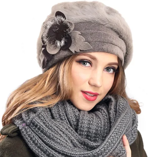 Vista 50 de VECRY - Gorro 100% de lana para mujer, boina de fieltro tipo campana, gorro de vestir para invierno