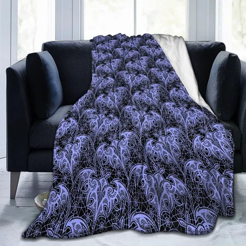 Vista 5 de Manta de microforro polar ultra suave con patrón de murciélago para cama, sofá y sofá, gruesa 50 x 40 pulgadas