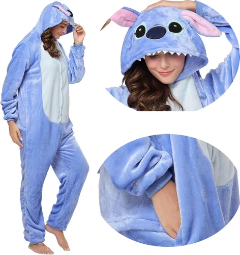 Vista 2 de Preferhouse Unisex Adult Pajamas Costume One Piece Flannel Halloween Cosplay Hooded Jumpsuit