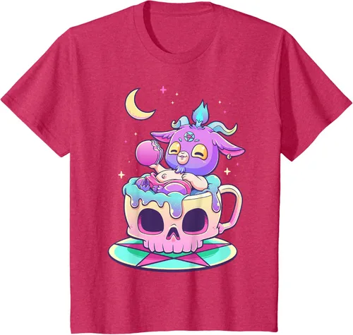 Vista 52 de Kawaii Pastel Goth Cute espeluznante Pentáculo Baphomet - Camiseta de cabra, Negro