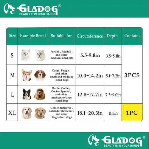 Vista 5 de GLADOG Collar de cono suave para perro, 3 piezas (XL es solo 1 unidad) cono de plástico flexible para perros después de la cirugía, collar