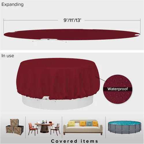 Vista 14 de Fundas para muebles de patio, impermeables, resistentes a los rayos UV, resistentes a los rayos UV, para exteriores, mesa redonda y rectangular