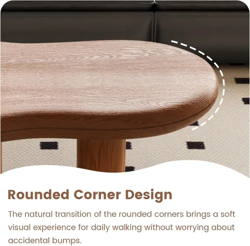 Vista 7 de Mesa de centro Mid-Century Modern Cloud con mesa espaciosa, mesa central irregular de 35.43 pulgadas de ancho con 4 patas sólidas, mesa de té