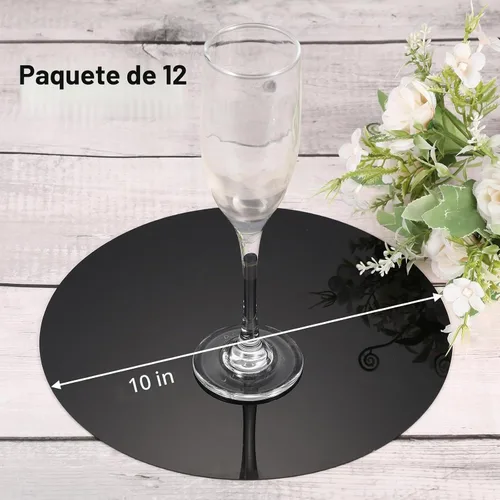 Vista 2 de Thyle 12 Piezas de Espejos Redondos de Acrílico de 10 Pulgadas para Centros de Mesa, Espejos Circulares para Velas, Placas para Pared, Centros