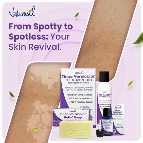 Vista 9 de Naturasil Tinea Versicolor Kit de tratamiento - Alivio antifúngico de máxima fuerza para la decoloración de la piel, manchas solares y picazón