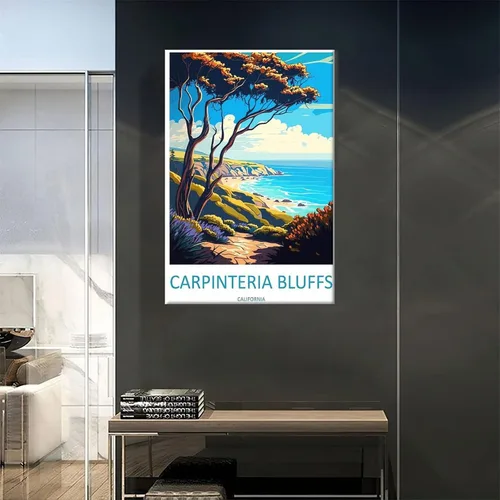 Vista 5 de Carpinteria Bluffs California - Póster de viaje vintage de paisaje de 08 x 12 pulgadas (7.9 x 11.8 in), lienzo artístico y lienzo para pared, póster