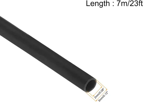 Vista 2 de Uxcell tubo negro de PVC para arnés de cable, funda de 2mm de diámetro interior y 7 metros de largo para protección de cable