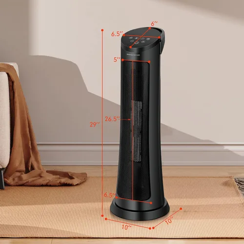 Vista 8 de PETSITE Calentador de espacio, calentador eléctrico portátil de cerámica PTC de 1500 W con termostato, 3 modos y temporizador de 24 horas, control