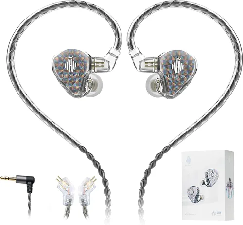 Vista 8 de Hidizs MS1 Galaxy IEM - Auriculares para juegos con doble motor magnético para sonido envolvente para juegos con cable, micrófono en línea, cable