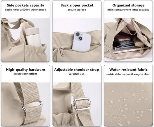 Vista 6 de Mochila Tote Bolso Bandolera de Pana para Mujer, Bolsos de Hombro Convertibles, Bolso de Mano de Diseñador para Universidad, Trabajo