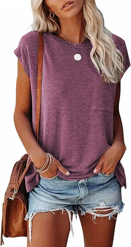 Vista 13 de CNFUFEN Camisetas de manga corta/larga para mujer, a la moda, casual, de verano, ligeras, sólidas, de moda