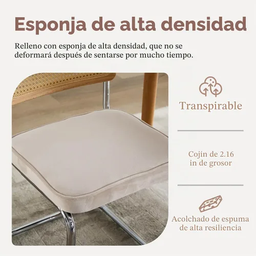 Vista 6 de Cesca - Juego de 2 sillas de comedor con respaldo de caña de ratán natural