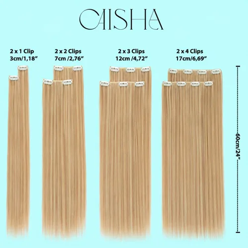 Vista 5 de CAISHA XXL - Juego de 8 extensiones de cabello con clip de 24 pulgadas, extensiones de cabello lacio rojo burdeos CES10