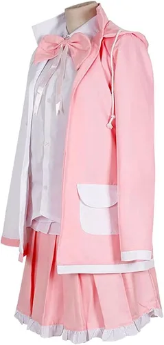 Vista 4 de Monomi Disfraz de conejito con capucha y vestido Monokuma Rosa Blanco Conejo Chaqueta con capucha