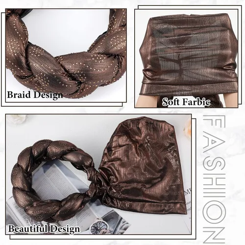 Vista 2 de 6 unidades de turbante africano para mujeres negras, gorro trenzado elástico africano para el cabello trenzado