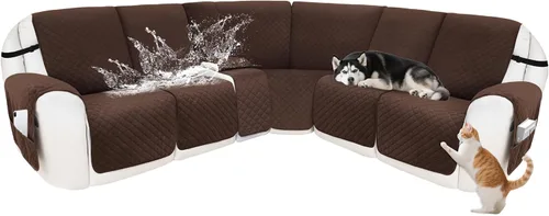 Vista 25 de Fundas para sofá modular reclinable, de terciopelo en forma de L, funda de consola central para perros y mascotas, lavable antideslizante, 1 funda