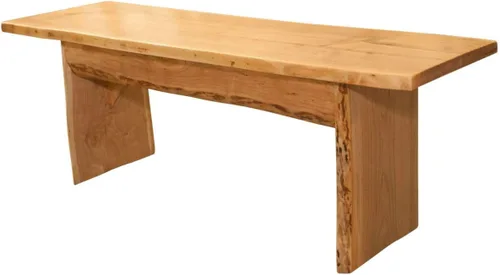 Vista 4 de Rustic Red Door Co. Banco de madera con borde vivo para mesa de comedor, entrada, dormitorio, acento de sala de estar, losa de madera maciza