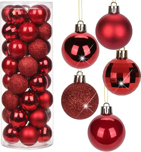 Vista 22 de Adornos de bolas de Navidad negras de 2.36 pulgadas, 25 piezas inastillables, set de adornos de Navidad, bolas de Halloween, adorno negro para árbol