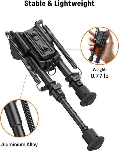 Vista 4 de MidTen Sling Stud Bipod for Rifles Bipod for M-Rail Bipod with M-Rail Adapter 6-9 Inches Aluminum and Carbon Fiber