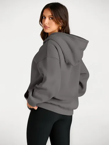 Vista 106 de Trendy Queen - Sudaderas extragrandes con capucha para mujer, suéteres de manga larga, sin botones, de vellón, de otoño, ropa de invierno
