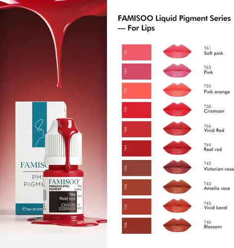Vista 5 de PMU - Pigmento para labios 0.169 fl. oz/5 ml, tinta de tatuaje profesional para labios de larga duración, microblading, maquillaje permanente