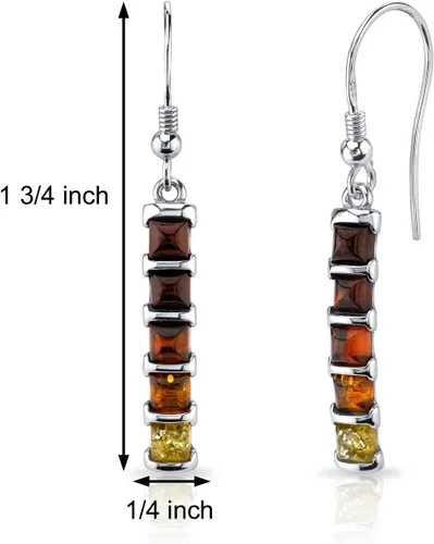 Vista 3 de Peora - Collar, pendientes y pulsera para mujer, color ámbar báltico, multicolor