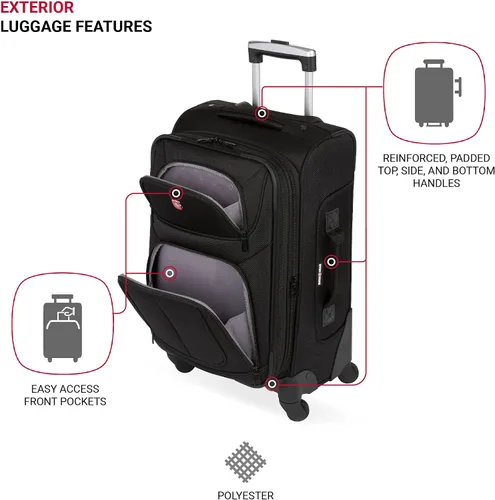 Vista 20 de SwissGear - Equipaje suave expandible Sion con ruedas, Negro