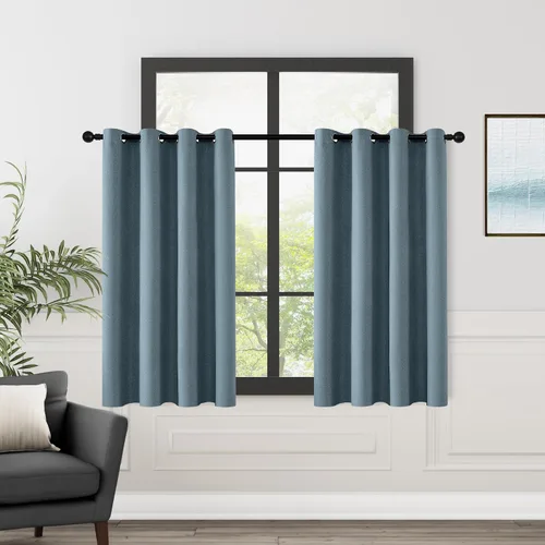 Vista 33 de ChrisDowa Cortinas 100% Opacas de Abedul Sólido de 45 Pulgadas de Largo, 2 Paneles para Dormitorio y Sala de Estar, Estilo Granja Oscurecedoras