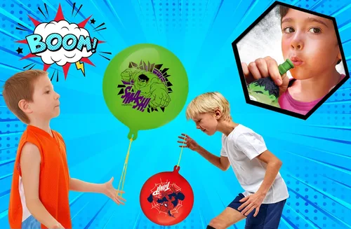 Vista 6 de Marvel Avengers Punch Balloon Ball Hulk, Iron Man y Spiderman Fidget Toy Inflable Big Bounce Ball Alivio del Estrés Juguete para Niños y Adultos